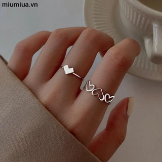 miumiua🔮Set 2 Nhẫn Đeo Tay Kim Loại Đơn Giản Thời Trang Cho Nữ