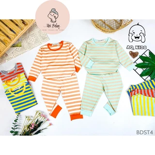 [BÉ 7-28kg] Bộ minky mom bé trai, bé gái Vải thun lạnh Sọc Visco cao cấp Minlybaby - Unibaby BDST4