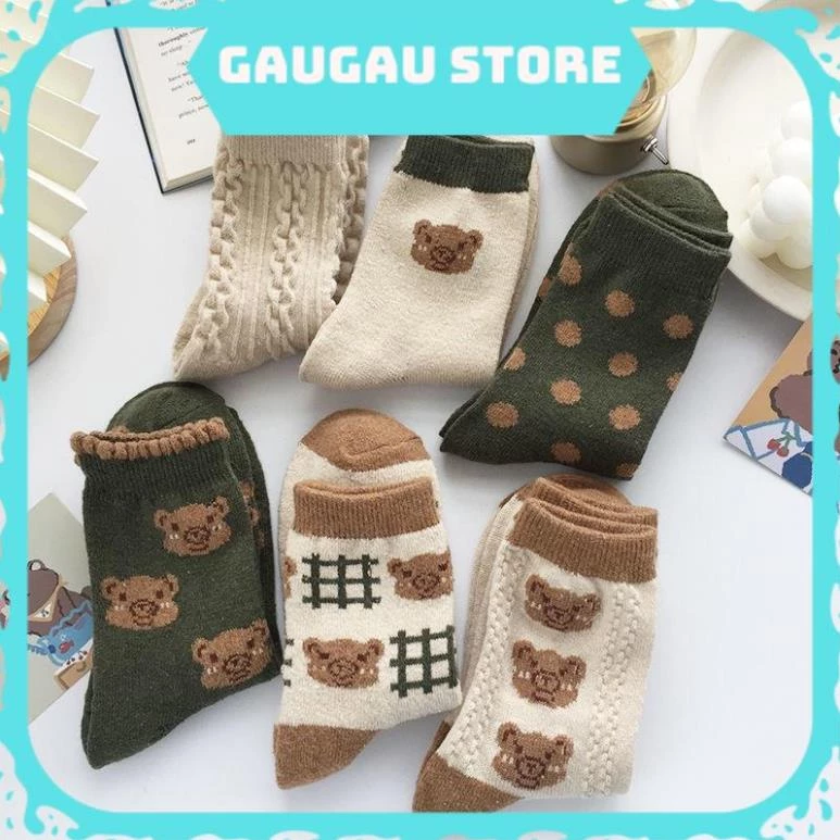 Tất Cổ Cao Ren Họa Tiết Hoạt Hình Gấu Phiên Bản Nhật Hàn Thời Trang Bốn Mùa Cho Nữ [ Hỏa Tốc HCM ]