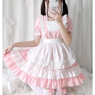 Trang phục hầu gái hồng Maid các loại cosplay sự kiện