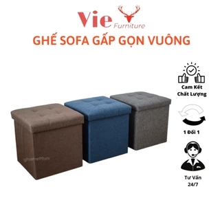 Ghế Sofa Gấp Gọn Size L VIE FURNITURE Hộp Đựng Đồ Khung Gỗ Bọc Vải Cao Cấp