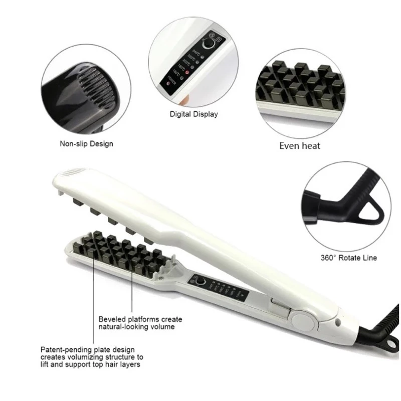 Máy dập xù bấm tóc phồng chân tóc vuông TEKKIN TI-808 2 in 1 kéo duỗi cao cấp 5 mức nhiệt hàng chính hãng