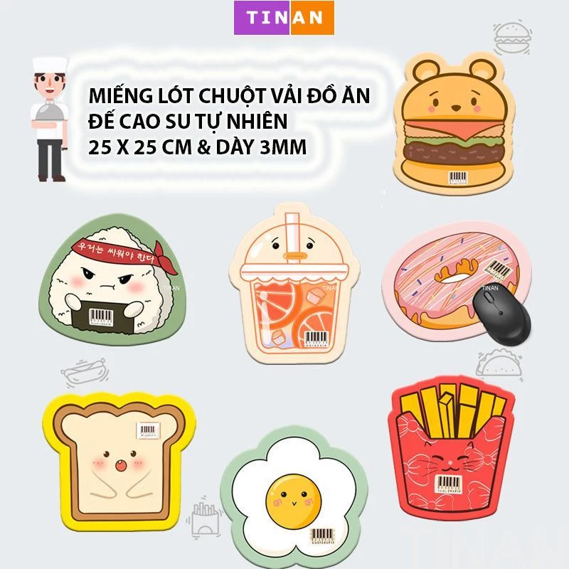 Miếng Lót Chuột Vải MENU ĐỒ ĂN, Đế Cao Su Chống Trượt, Mousepad Mềm Dày (Hình Tự Chụp)