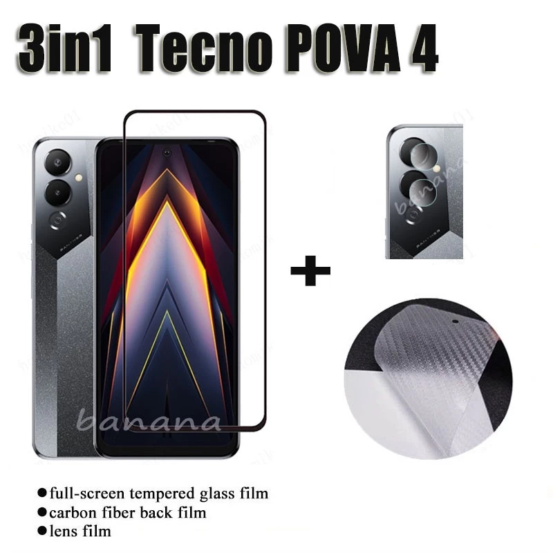 Kính Cường Lực 3 Trong 1 Cho Tecno Pova 4 Pova 4 Pro Tecno Pova 3 2 Camon 19 Pro 5G 18 Premier 18P Spark 8C 8P 7 Pro 7T 7P