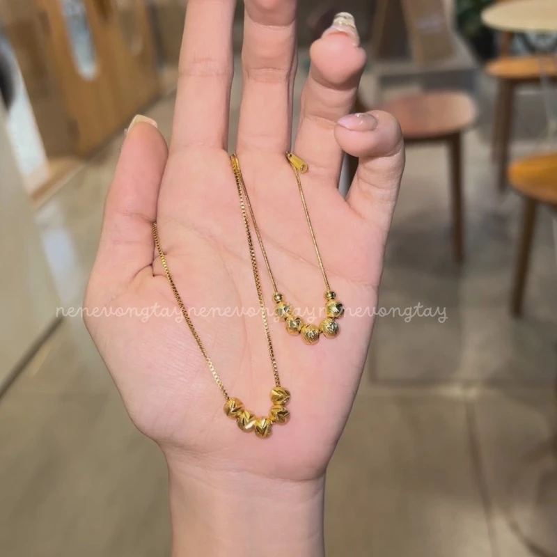 set dây chuyền vòng tay bi vàng kim xinh đẹp