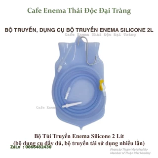 Bộ dụng cụ thải độc cà phê 2 lít túi truyền silicone thải độc đại tràng cafe enema, gerson coffee silicone bag full set