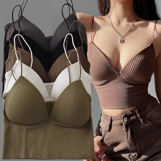 Áo Bể Tích Hợp Cốc Kệ Áo Ngực Áo Ngực Cotton Thời Trang Tank Top Nữ Cơ Bản Hàng Ngày Nữ Spaghetti Dây Đeo Bodycon Không Tay Cổ Chữ V Áo Co Giãn Undershirts