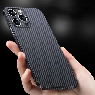 Ultra Ốp Điện Thoại Sợi Carbon Siêu Mỏng Chống Rơi Bảo Vệ Ống Kính Máy Ảnh Cho IPhone 14 13 12 11 Pro Max