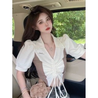 ÁO THUN CROPTOP XINH PHỐI MÀU RÚT DÂY RD4