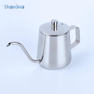 Shamjina Ấm pha cà phê 450ml vòi dài hẹp cổ ngỗng bằng thép không gỉ có nắp đậy dùng cho nhà hàng / quán bar