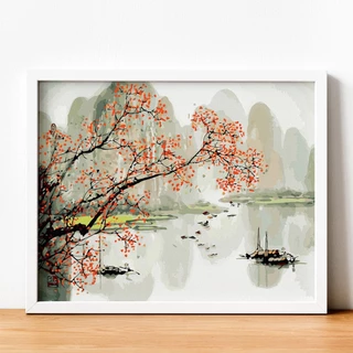 ✅Tranh số hóa Thủy mặc đã căng khung 40x50cm