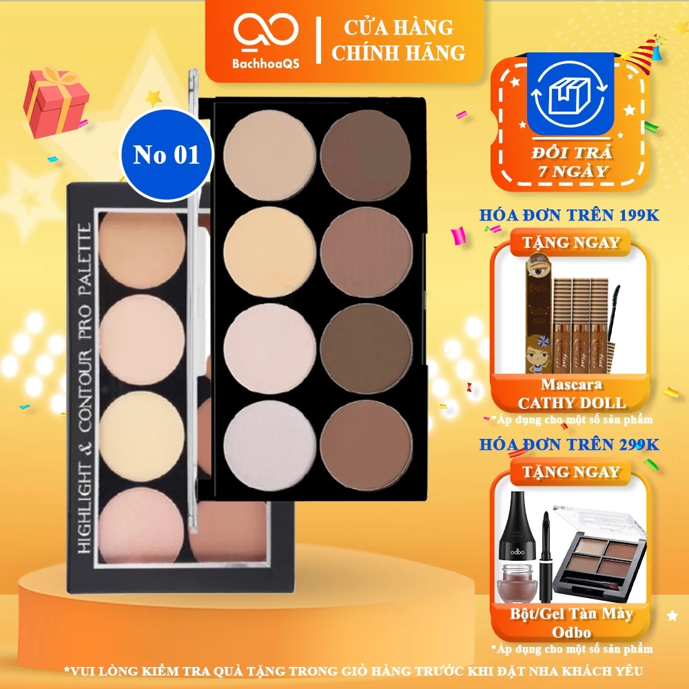 Phấn Tạo Khối Tông Sáng Odbo Highlight và Contour Pro Palette OD138 No.01