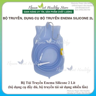 Bộ dụng cụ thải độc cà phê 2 lít túi truyền silicone thải độc đại tràng cafe enema, gerson coffee silicone bag full set