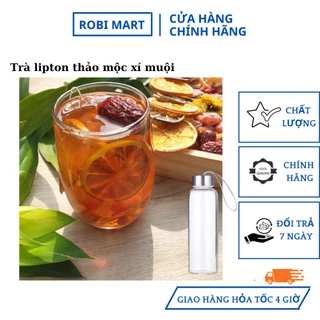 Set 20 gói trà lipton xí muội thảo mộc giải nhiệt robimart - kèm tặng bình thủy tinh 500ml