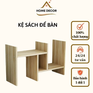 Kệ Sách Gỗ - Kệ Sách Để Bàn Làm Việc - Lắp Ghép Đa Năng