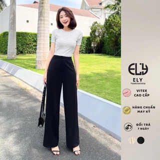 Quần ống suông rộng nữ lưng cao ELY baggy vải cao cấp  dài culottes,quần tây công sở đi làm đi chơi hàng đẹp ELY262