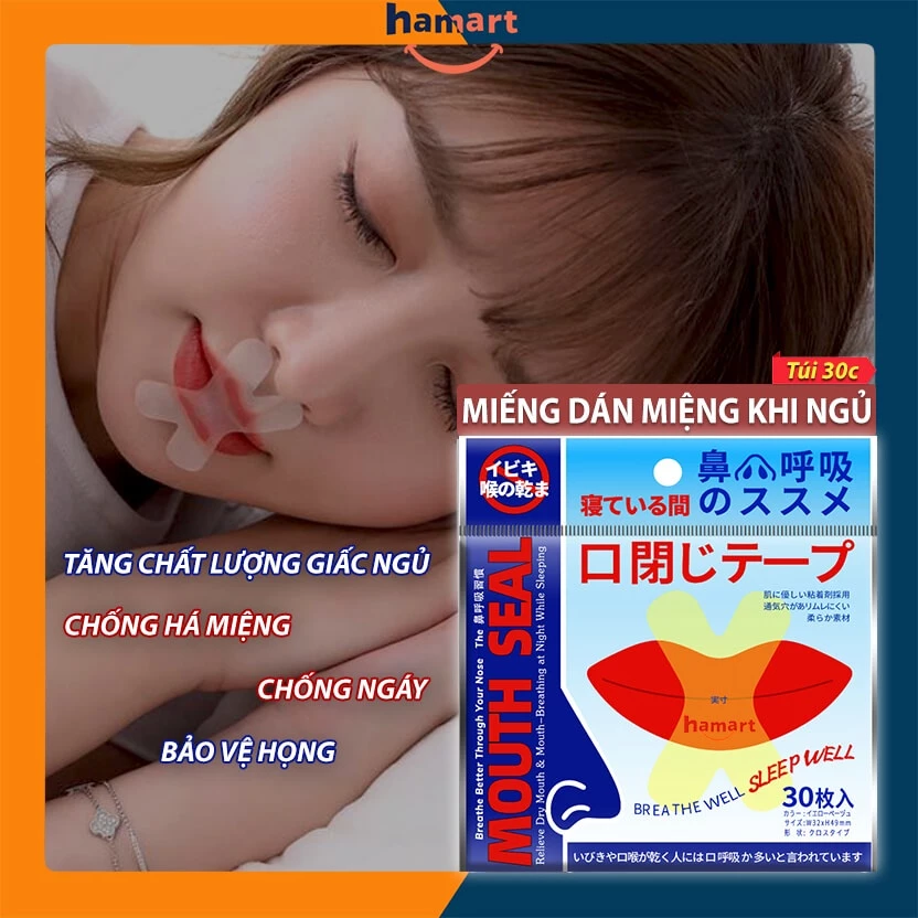 Gói 30 Miếng Dán Chống Há Miệng Khi Ngủ Giảm Ngáy Mouth Seal Băng Dính Miệng Người Lớn Trẻ Em