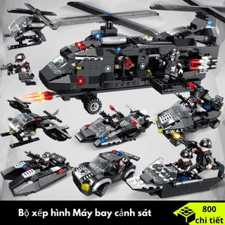 [800 CHI TIẾT] BỘ ĐỒ CHƠI XẾP HÌNH LEGO Trực Thăng Cảnh Sát, Lego Máy Bay, Oto Cảnh Sát, SWAT