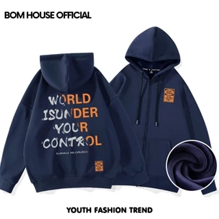 Áo Khoác Nỉ Hoodie Zip WORLD Nam Nữ Form Rộng Ulzzang Unisex bomhouse