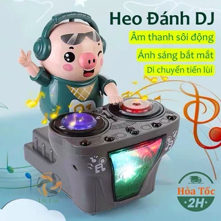 Đồ chơi Heo phát nhạc . Chú heo đánh DJ năng động siêu dễ thương nhảy theo nhạc có đèn sáng