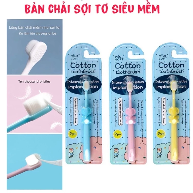 Bàn Chải Đánh Răng Sợi Tơ Siêu Mềm Mịn Cho Bé Thoải Mái Chà Sát Không Gây Đau Rát