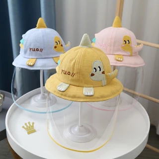 Babyfair Mũ Bảo Vệ Mặt Cho Bé Họa Tiết Khủng Long Unisex Cotton Chống Bụi Nắng Có Thể Điều Chỉnh Trẻ Em