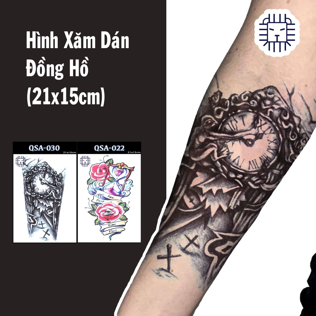 [Loại Ngắn Ngày] Hình Xăm Dán Đồng Hồ, La Bàn Chụp Ảnh, Đóng Phim, Dễ Dàng Tẩy Xóa - Dùng 2-5 Ngày (21x15 cm)