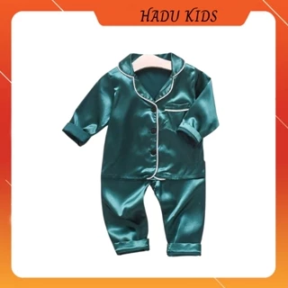 Đồ ngủ cho bé, Pijama cho bé trai bé gái dài tay chất lụa satin cực xịn - HADU KIDS 7-28kg