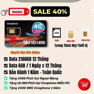 Sim VD149 Gói Cước 12 Tháng , Miễn Phí 1440GB Data , Miễn Phí Gọi , Bảo Hành 12 Tháng