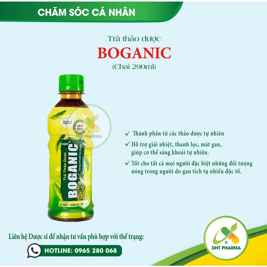 Trà thảo dược giúp giải nhiệt,thải độc, thanh lọc, mát gan BOGANIC TRAPHACO (290ml)