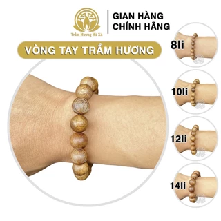 Vòng tay phong thủy tròn đơn trầm hương HÀ XÁ đeo tay cặp đôi nam nữ may mắn tài lộc