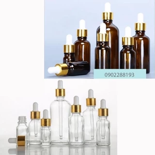 Chai chiết Serum [Tặng quà + Freeship] 💝 Nắp Bóp tinh dầu thủy tinh 15ml/20ml/30ml Bóp Giọt Khoen Vàng - Lọ Đựng Tinh Dầ