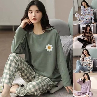 Bộ Đồ Ngủ 2 Món Dáng Rộng In Họa Tiết Hoạt Hình Dễ Thương Thời Trang Cho Nữ Size S-5XL