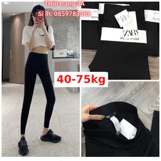 Quần legging nữ za ra cạp cao tôn dáng, có bigsize chất vải cotton co giãn bốn chiều dáng dài, ngố