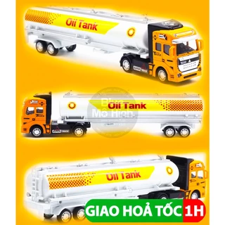 Xe mô hình đầu kéo container đầu xe bằng kim loại – Đầu vuông thùng nhiên liệu