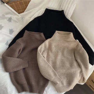 Áo Sweater Thu Đông Màu Sắc Trơn Phong Cách Hàn Quốc Dành Cho Bé Trai Và Bé Gái