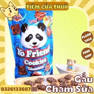 Bánh Gấu Thái Lan Yo Friend Vị Sôcôla Chấm Kem Sữa Chocolate Cookies (Gói 25g-xanh)