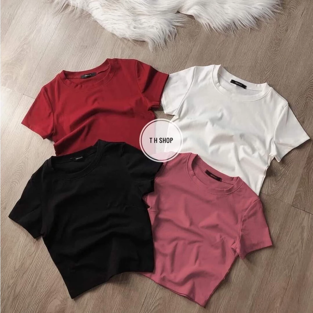 Áo thun croptop tay ngắn chất borip 100% cotton . mềm mát fom ôm mặc tôn dáng dễ phối đồ