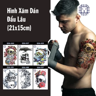 [Loại Ngắn Ngày] Hình Xăm Dán Đầu Lâu Chụp Ảnh, Đóng Phim, Dễ Dàng Tẩy Xóa - Dùng 2-5 Ngày (21x15 cm)