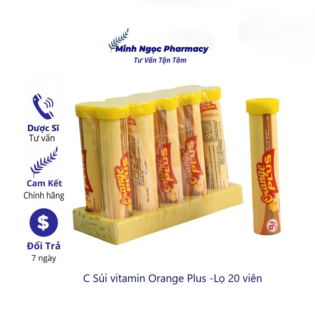 C Sủi vitamin Orange Plus Đại Uy hương cam - Tăng cường sức đề kháng, giảm mệt mỏi, giải độc cơ thể (Lọ 20 viên)