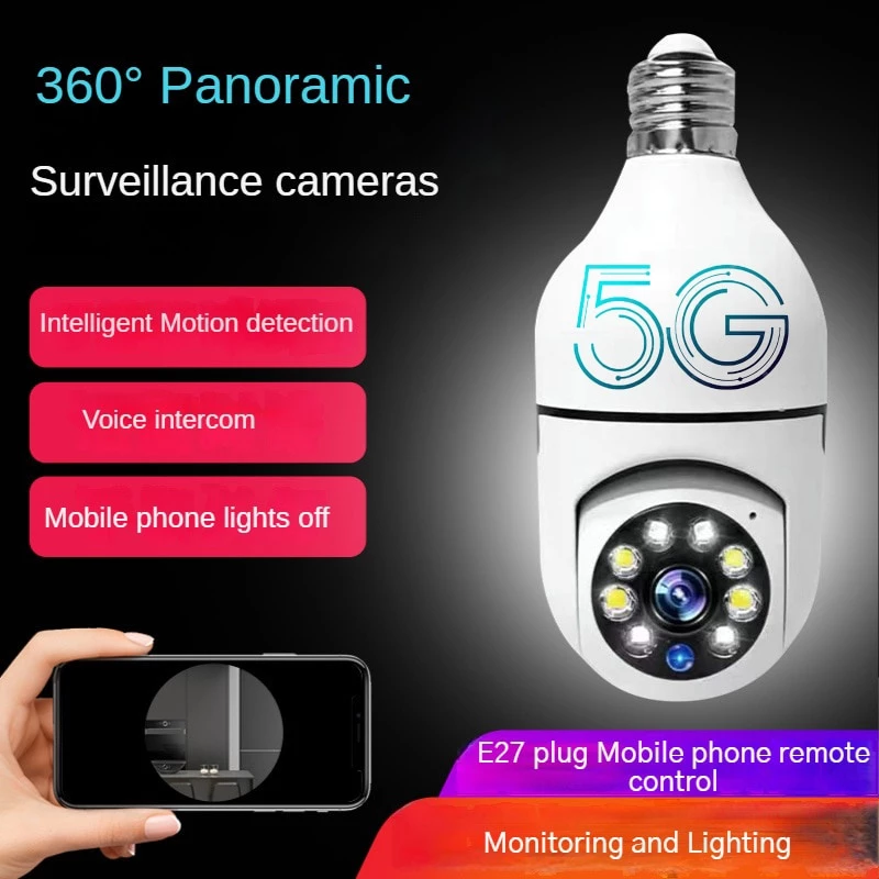 Camera Giám Sát E27 Wifi 2.4G / 5G 2MP Full HD 1080P Không Dây Hỗ Trợ Tầm Nhìn Ban Đêm 360 Độ