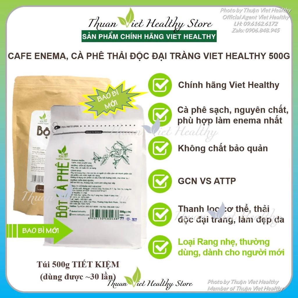 Cà phê viet healthy 500g cafe enema thải độc đại tràng viethealthy, cà phê enema thụt tháo đại tràng