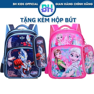 Balo tiểu học, cấp 1 BH Kids, chất liệu chống thấm nước Polyester, hoạt hình 3D, có tặng kèm hộp bút - BHS22