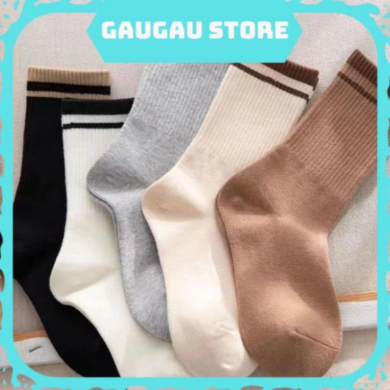 Tất Nữ Cổ Cao Viền Sọc Cotton Cao Cấp Phong Cách Vintage Hàn Quốc [ Hỏa Tốc HCM ]