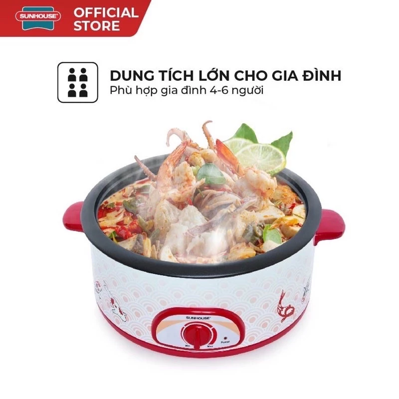 🎁Lẩu Điện Đa Năng SUNHOUSE SH525L-Dung Tích 4L-Bảo Hành 12 Tháng