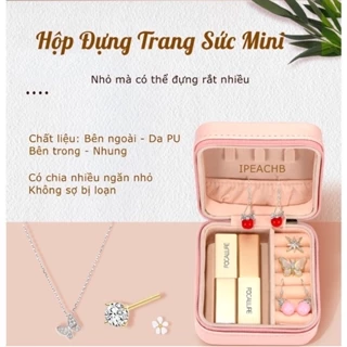 Hộp đựng trang sức mini nhiều ngăn Đồ để bông tai để nhẫn và dây chuyền Hộp nữ trang có khóa kéo màu sắc tinh tế