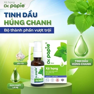 Xịt Họng Dr.Papie Dịch Chiết Húng Chanh Hỗ Trợ Giảm Ho, Tăng Sức Đề Kháng Đường Hô Hấp 30ml Chính hãng