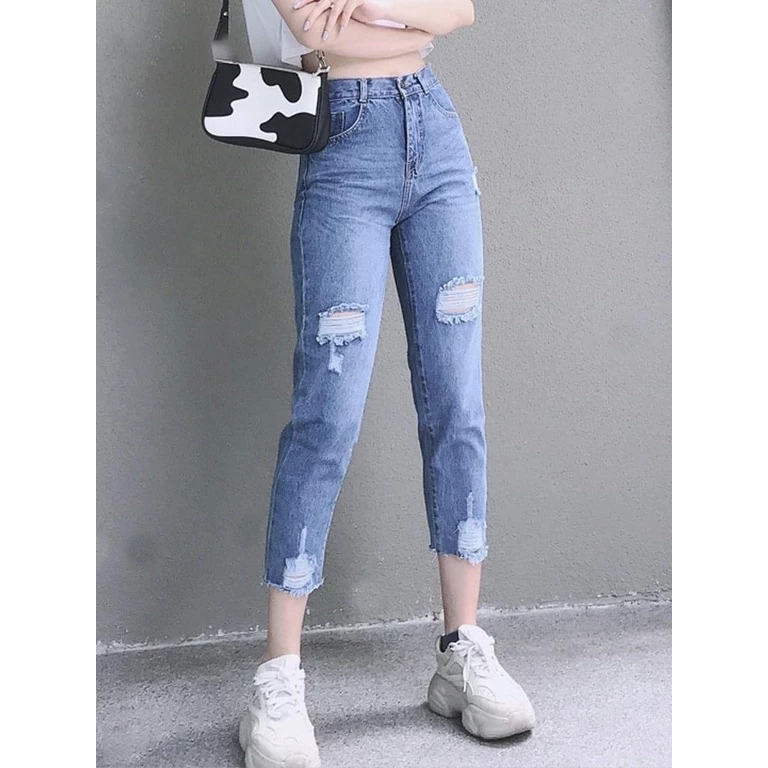 Quần Jeans Nữ 9 Tấc Lưng Cao, Co Dãn Mạnh Dành Cho Big Size 55-90kg 4367 4199