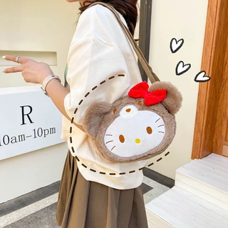 Túi đeo chéo gấu bông mèo Hello Kitty dễ thương xinh xắn Ulzzang hàng Quảng Châu có sẵn