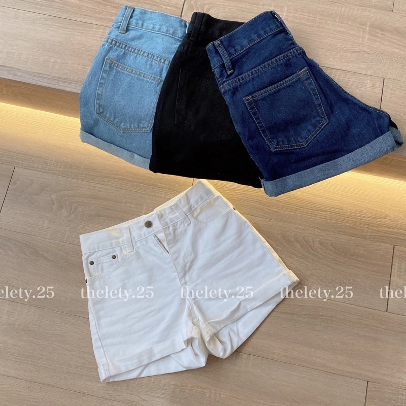 Quần Short Jeans Basic Lật Lai